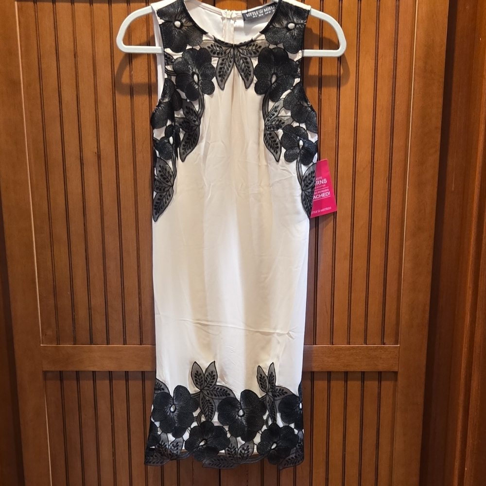 Black and Cream Floral Embellished dress